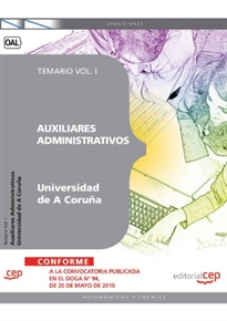 Books Frontpage Auxiliar Administrativo Universidad de A Coruña. Temario Vol. I.