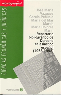 Books Frontpage Repertorio bibliográfico de Derecho eclesiástico español (1953-1993)