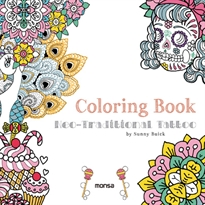 Books Frontpage Coloring book. Neo-Traditional tattoo