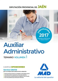 Books Frontpage Auxiliar Administrativo de la Diputación Provincial de Jaén. Temario volumen 1