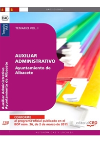 Books Frontpage Auxiliar Administrativo Ayuntamiento de Albacete. Temario Vol. I.