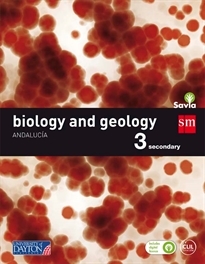 Books Frontpage Biology and geology. 3 Secondary. Savia. Andalucía