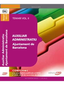 Books Frontpage Auxiliar Administratiu Ajuntament de Barcelona. Temari Vol. II.