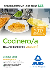 Books Frontpage Cocinero/a del Servicio Extremeño de Salud (SES). Temario Específico volumen 1