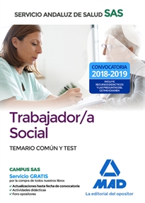 Books Frontpage Trabajador/a social Temario común-Test del SAS