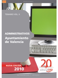 Books Frontpage Administrativos del Ayuntamiento de Valencia. Temario Vol. II.