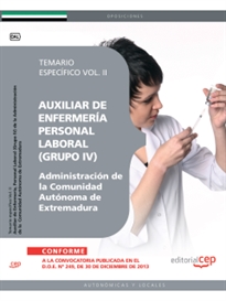 Books Frontpage Auxiliar de Enfermería. Personal Laboral (Grupo IV) de la Administración de la Comunidad Autónoma de Extremadura. Temario específico Vol. II.