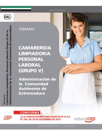 Books Frontpage Camarero/a Limpiador/a, Personal Laboral (Grupo V) de la Administración de la  Comunidad Autónoma de Extremadura. Temario