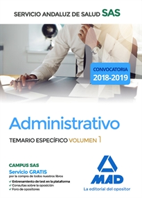 Books Frontpage Administrativo del Servicio Andaluz de Salud. Temario específico volumen 1