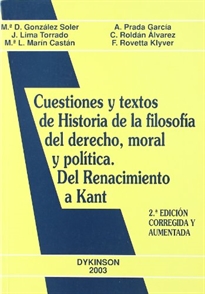 Books Frontpage Cuestiones y textos de historia de la filosofía del derecho, moral y política