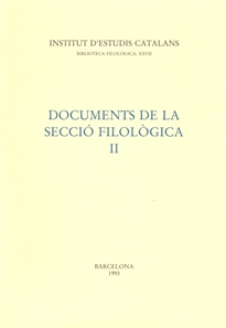 Books Frontpage Documents de la secció filològica, II