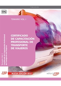 Books Frontpage Certificado de Capacitación Profesional de Transporte de Viajeros. Temario Vol. I.