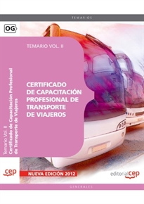 Books Frontpage Certificado de Capacitación Profesional de Transporte de Viajeros. Temario Vol. II.