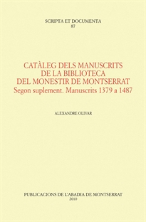 Books Frontpage Catàleg dels manuscrits de la Biblioteca del monestir de Montserrat. Segon suplement