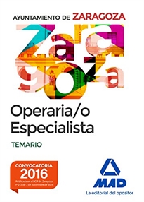 Books Frontpage Operaria-o Especialista, Ayuntamiento de Zaragoza. Temario