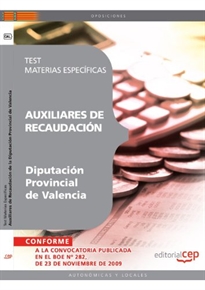 Books Frontpage Auxiliares de Recaudación de la Diputación Provincial de Valencia. Test Materias Específicas