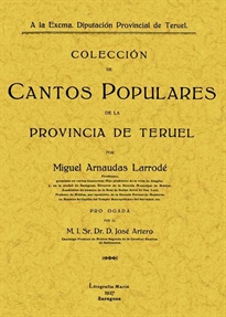 Books Frontpage Colección de cantos populares de la provincia de Teruel