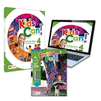 Books Frontpage KIDS CAN! 4 Activity Book: Cuaderno de actividades impreso + acceso a la versión digital y app Navio