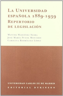 Books Frontpage La universidad española 1889-1939 repertorio de legislación