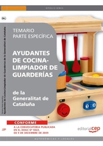 Books Frontpage Ayudantes de Cocina - Limpiador de Guarderías de la Generalitat de Cataluña. Temario Parte Específica