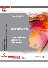 Books Frontpage Administrativos Corporaciones Locales del País Vasco. Temario Vol. II.