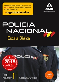 Books Frontpage Escala Básica de Policía Nacional. Test Ciencias Jurídicas Volumen 1