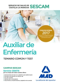 Books Frontpage Auxiliar de Enfermería del Servicio de Salud de Castilla-La Mancha (SESCAM). Temario común y test