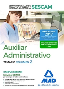 Books Frontpage Auxiliar Administrativo, Servicio de Salud de Castilla-La Mancha (SESCAM). Temario