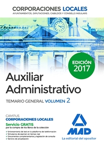 Books Frontpage Auxiliares Administrativos, Corporaciones Locales. Temario general