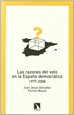 Portada del libro Las razones del voto en la España democratica 1977-2008