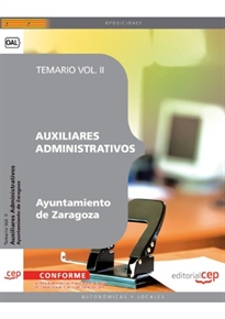 Books Frontpage Auxiliares Administrativos Ayuntamiento de Zaragoza. Temario Vol. II.