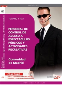 Books Frontpage Personal de control de acceso a espectáculos públicos y actividades recreativas de la Comunidad de Madrid. Temario y test