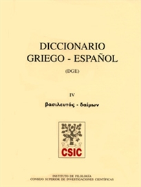 Books Frontpage Diccionario griego-español (DGE). Tomo IV (Basileutos-Daimon)
