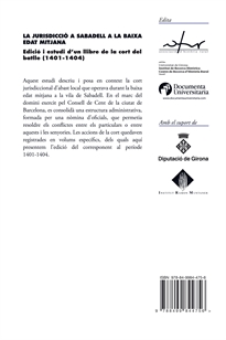 Books Frontpage La jurisdicció a Sabadell a la baixa edat mitjana