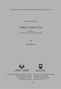 Books Frontpage Luis Michelena. Obras completas. IX. Onomástica