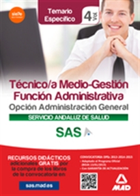 Books Frontpage Técnico/a Medio-Gestión Función Administrativa del SAS Opción Administración General. Temario Específico Volumen IV