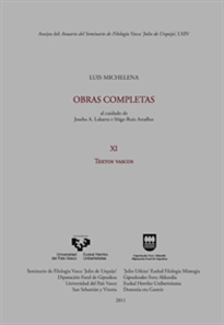 Books Frontpage Luis Michelena. Obras completas. XI. Textos vascos