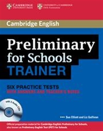 Books Frontpage Preliminary for Schools Trainer Six Practice Tests with Answers