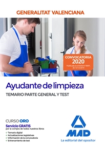 Books Frontpage Ayudante de limpieza de la Administración de la Generalitat Valenciana. Temario parte general y test