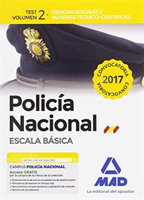 Books Frontpage Policía Nacional Escala Básica. Test volumen 2 Ciencias Sociales y Materias Técnico-Científicas