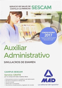 Books Frontpage Auxiliar Administrativo, Servicio de Salud de Castilla-La Mancha (SESCAM). Simulacro de examen
