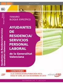 Books Frontpage Ayudantes de residencia/servicios, Personal Laboral de la Generalitat Valenciana. Temario Bloque Específico