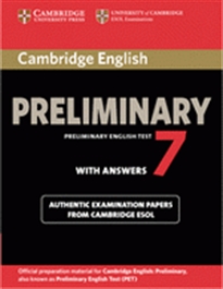 Books Frontpage Cambridge English Preliminary 7 Student's Book with Answers