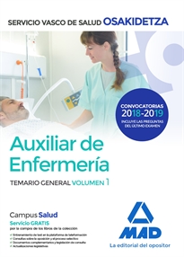 Books Frontpage Auxiliar de Enfermería de Osakidetza-Servicio Vasco de Salud. Temario General Volumen 1