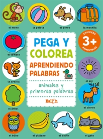 Books Frontpage Pega Y Colorea Aprendiendo Palabras - Animales  Y Primeras Palabras