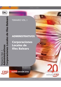 Books Frontpage Administrativos Corporaciones Locales de Illes Balears. Temario Vol. I.