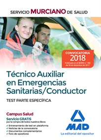 Books Frontpage Técnico Auxiliar en Emergencias Sanitarias/Conductor del Servicio Murciano de Salud. Test parte específica