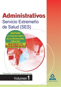 Books Frontpage Administrativos, Servicio Extremeño de Salud (SES). Temario materias específicas