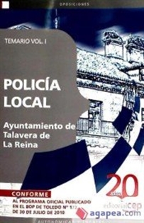 Books Frontpage Policía Local Ayuntamiento de Talavera de La Reina. Temario Vol. I.