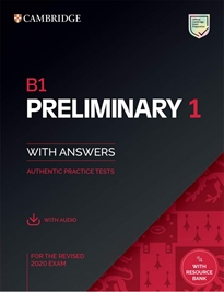 Books Frontpage B1 Preliminary 1 for the Revised 2020 Exam. Student's Book with Answers with Audio with Resource bank.